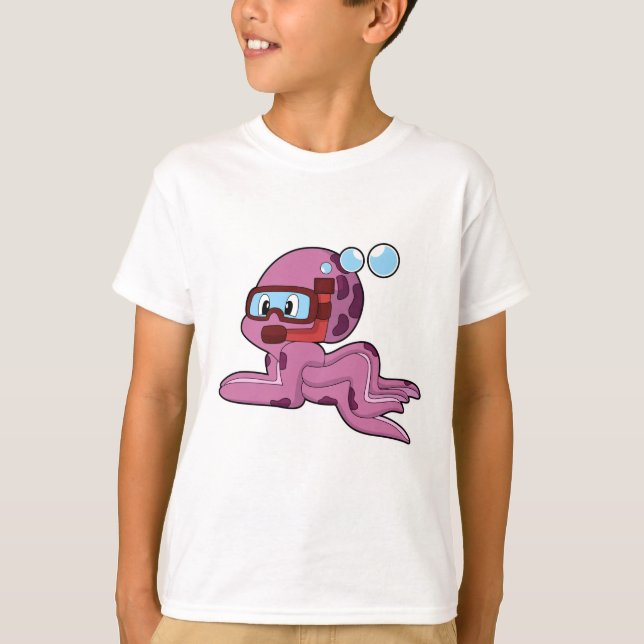 Camiseta Octopus como buceador con Snorkel (Anverso)