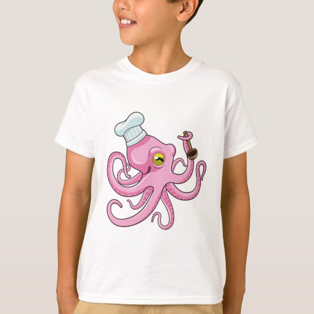 Camiseta Octopus como cocinero con cuchara de madera (Anverso)