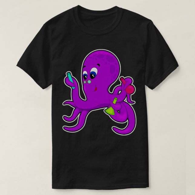 Camiseta Octopus como profesor con equipo de laboratorio (Diseño del anverso)