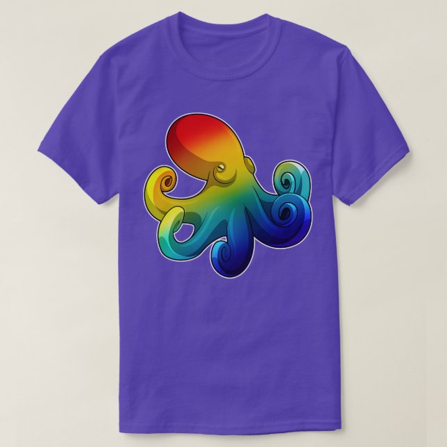 Camiseta Octopus con arco iris 2 (Diseño del anverso)