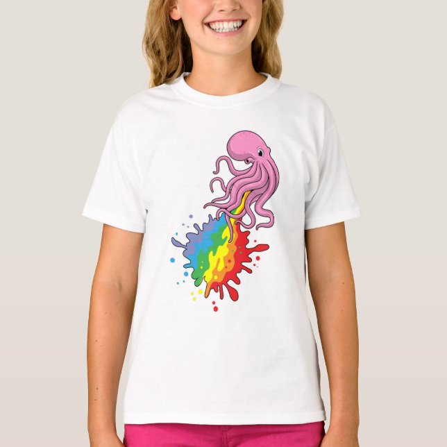 Camiseta Octopus con arcoiris (Anverso)