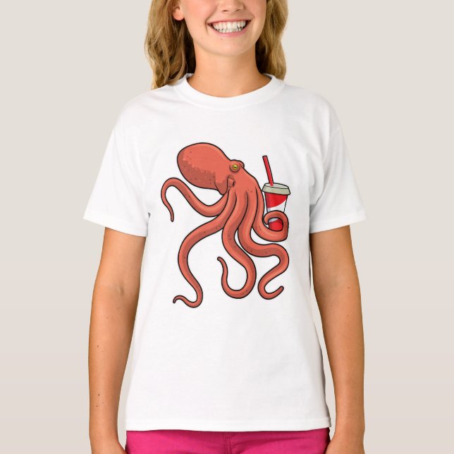 Camiseta Octopus con bebida (Anverso)