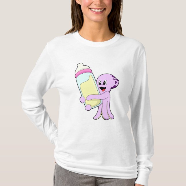 Camiseta Octopus con botella de bebé Leche (Anverso)