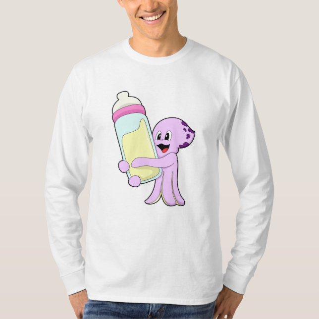 Camiseta Octopus con botella de bebé Leche (Anverso)