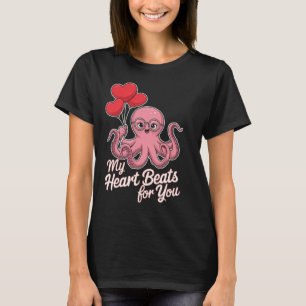 Camiseta Octopus Con Globos De Corazón Mi Corazón Golpea Po