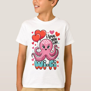 Camiseta Octopus Con Globos De Corazón Te Amo Como Wi-Fi