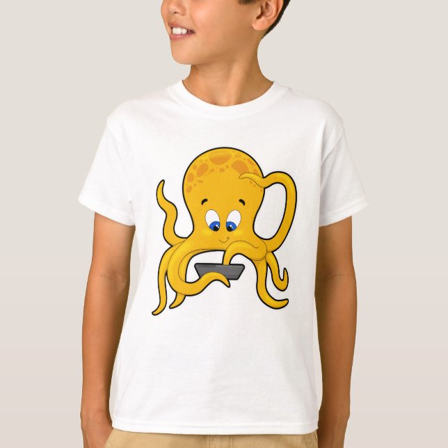 Camiseta Octopus con portátil (Anverso)