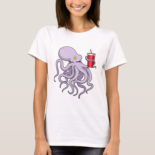 Camiseta Octopus con tazón para beber (Anverso)