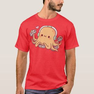 Camiseta Octopus Cuadros Con Cuatro Controladores De Videoj