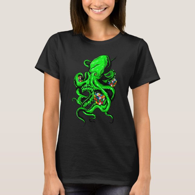 Camiseta Octopus Cubing de matemáticas de corte de velocida (Anverso)