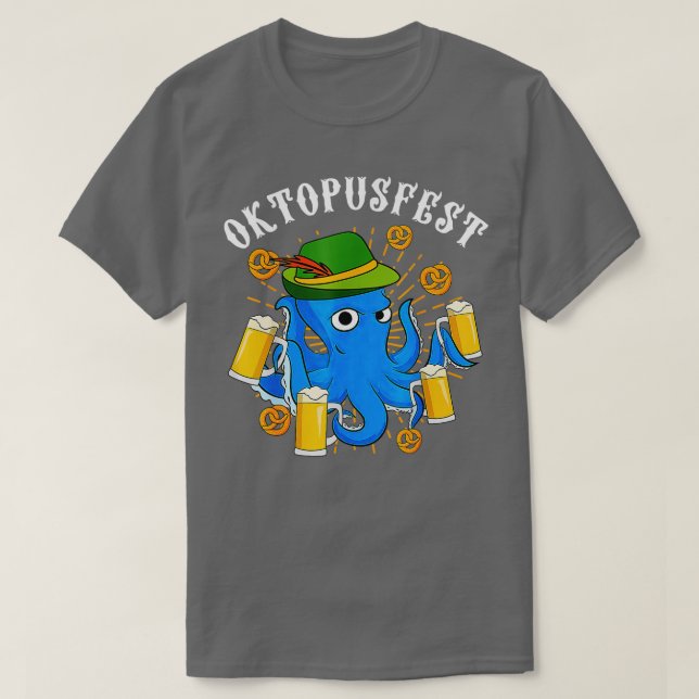 Camiseta Octopus curioso de Oktoberfest con cerveza y Gorra (Diseño del anverso)