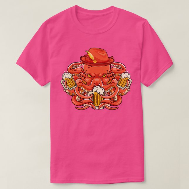 Camiseta Octopus de Oktoberfest con Gorra de Beer German -  (Diseño del anverso)