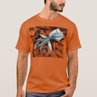 Camiseta Octopus de origami en un océano rojo