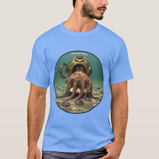 Camiseta Octopus dentro de un casco antiguo de buceo URM (Anverso)