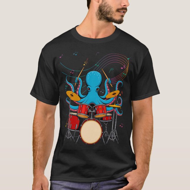Camiseta Octopus Drums Music Lover Funny (Anverso)