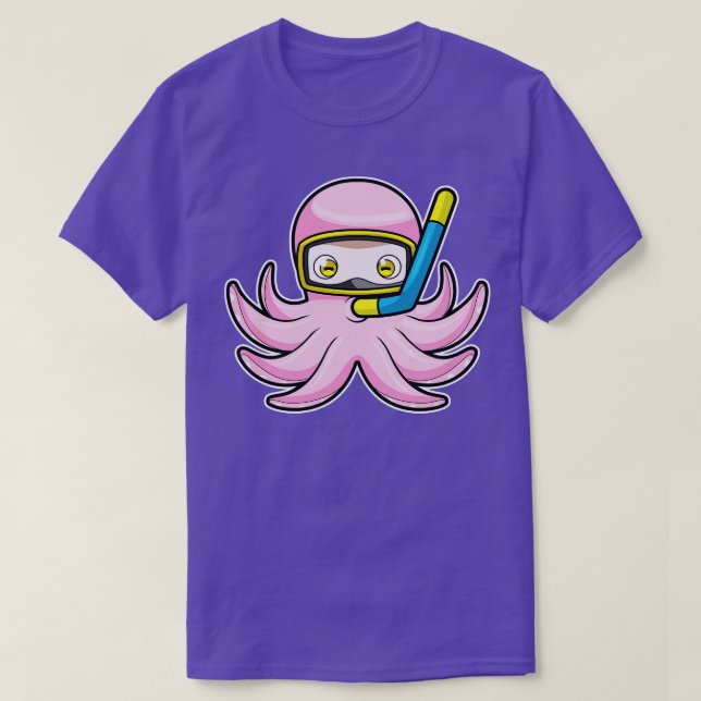 Camiseta Octopus en buceo con gafas de natación de tubo (Diseño del anverso)