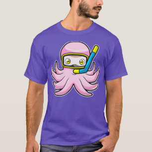 Camiseta Octopus en buceo con gafas de natación de tubo