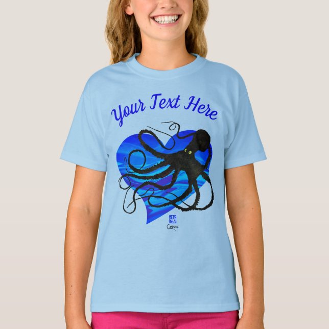 Camiseta Octopus en dos tonos azules + Tee básico de manga  (Anverso)