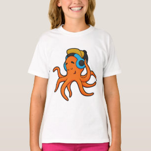 Camiseta Octopus en la música con auriculares