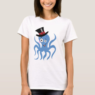 Camiseta Octopus en un sombrero superior y un monóculo