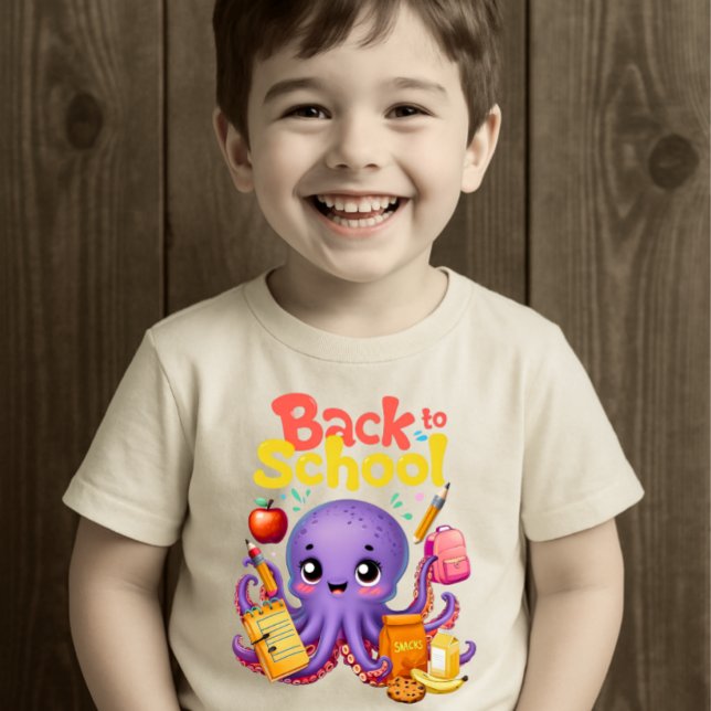 Camiseta Octopus escolar alegre - Diseño de regreso a la es (Subido por el creador)