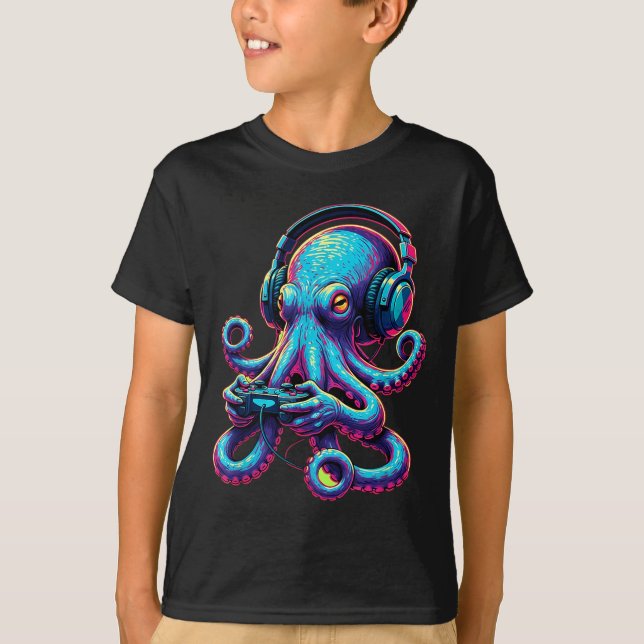 Camiseta Octopus Gaming Animal Video Games Funny Octopus  (Anverso)