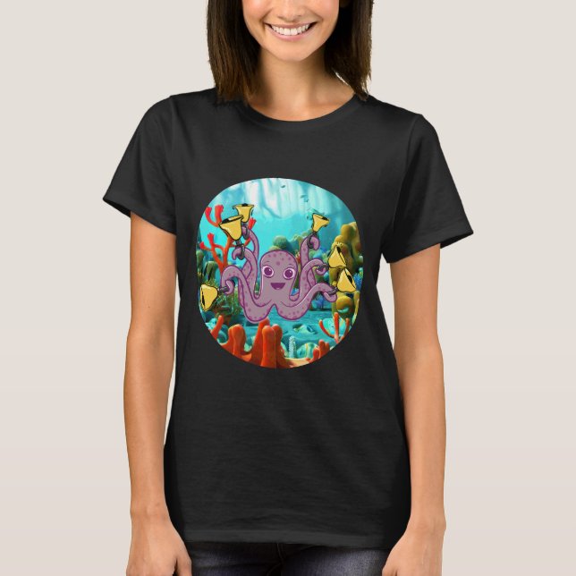 Camiseta Octopus Handbell Ringer In the Sea (diseño de círc (Anverso)