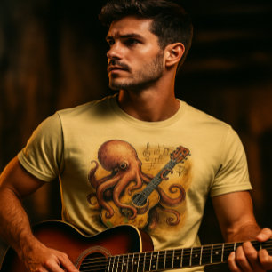 Camiseta Octopus Jugando A La Guitarra Vintage Music Art