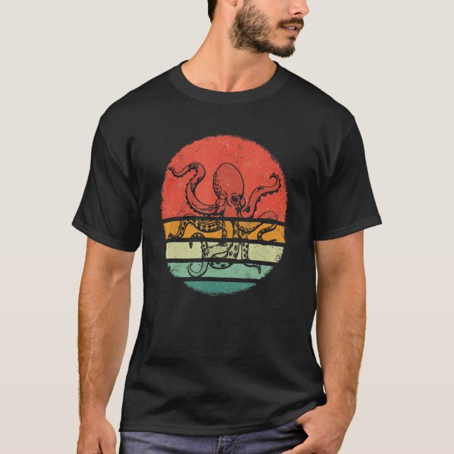 Camiseta Octopus Kraken Cuttlefish Retro Sunset (Anverso)