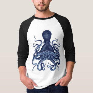 Camiseta Octopus, Kraken, grabado vintage, acuarela,