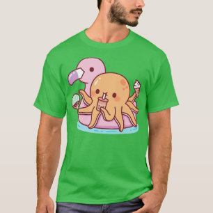 Camiseta Octopus lindo g en el suelo de flamingo rosado