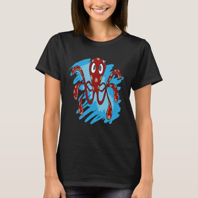 CAMISETA OCTOPUS MAR ANIMAL MARINO OCTOPUS PUNTOS ROJOS (Anverso)