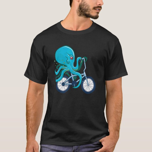 Camiseta Octopus Montando En Bicicleta Octopus En Bicicleta (Anverso)