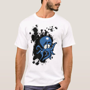 Camiseta Octopus Personalizado azul asustado