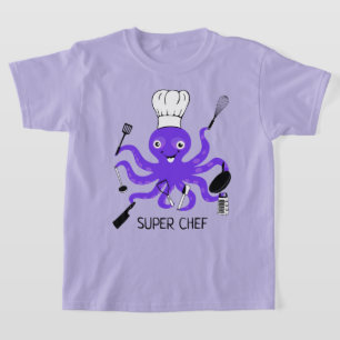 Camiseta Octopus púrpura de Super Chef con gadgets de coci