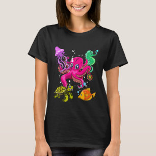 Camiseta Octopus Seahorse Turtle Jellyfish Squad Cute Anima