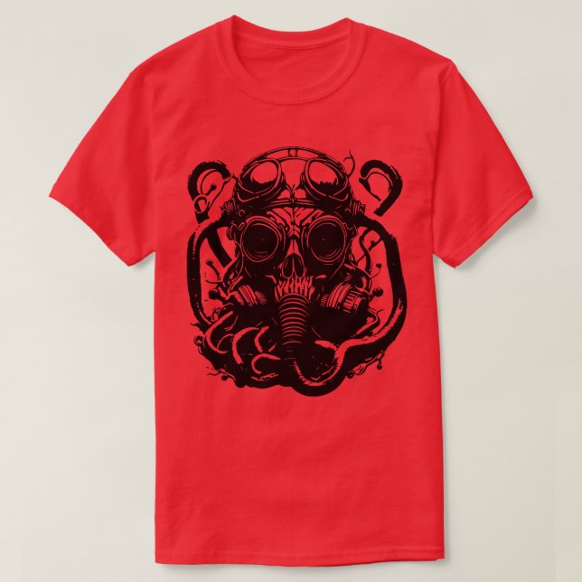 Camiseta octopuscon máscara de gas (Diseño del anverso)