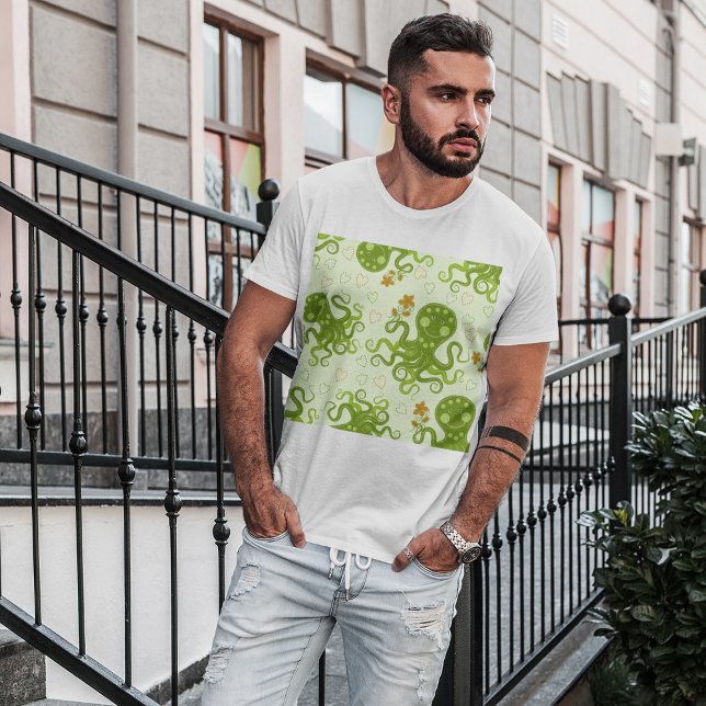 Camiseta Octopuses verdes con flores (Subido por el creador)