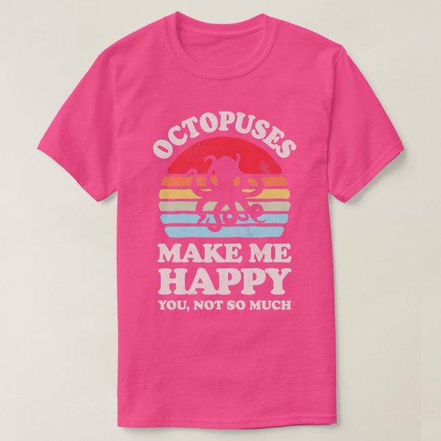 Camiseta Octopusos me hacen feliz retro del atardecer para  (Diseño del anverso)