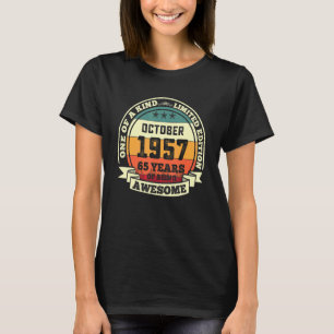 Camiseta Octubre 1957 65º Cumpleaños 65 Años De Ser Awes
