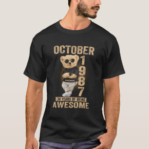 Camiseta Octubre 1987 36º Cumpleaños 2023 36 Años De Ser