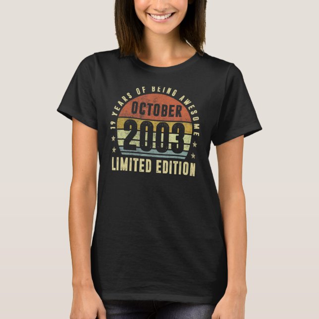 Camiseta Octubre 2003 19º cumpleaños mujeres (Anverso)