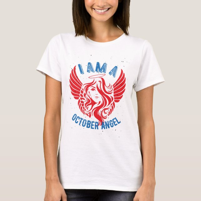 Camiseta Octubre Ángel Cumpleaños presente (Anverso)