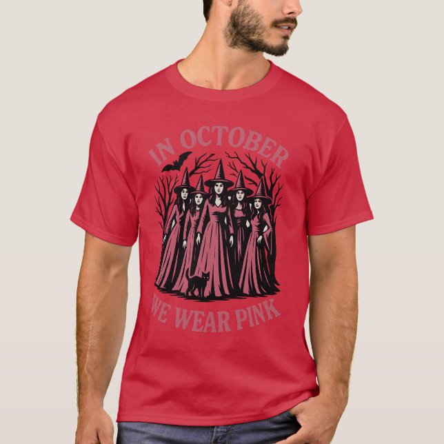 Camiseta Octubre casual femenino usamos pechos de bruja ros (Anverso)