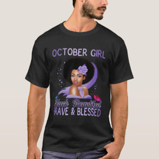 Camiseta Octubre Chica Negro Hermoso Valiente Y Bendecido P