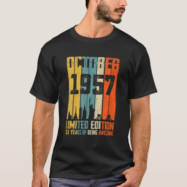 Camiseta Octubre de 1957 T Regalos de cumpleaños de 63 años (Anverso)