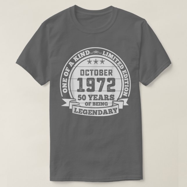 Camiseta Octubre de 1972 50 Regalo de cumpleaños 50 años de (Diseño del anverso)
