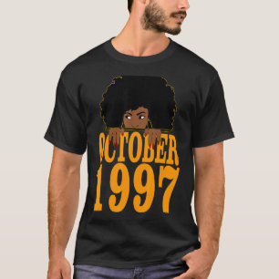 Camiseta Octubre de 1997 25º cumpleaños 25 años mujer negra
