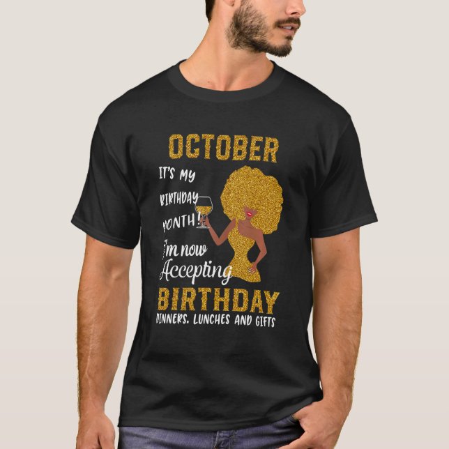 Camiseta Octubre es mi mes de cumpleaños, ahora acepto B (Anverso)