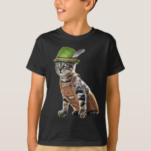 Camiseta Octubre Fiesta Cat Bavarian Lederhosen Costume Alp